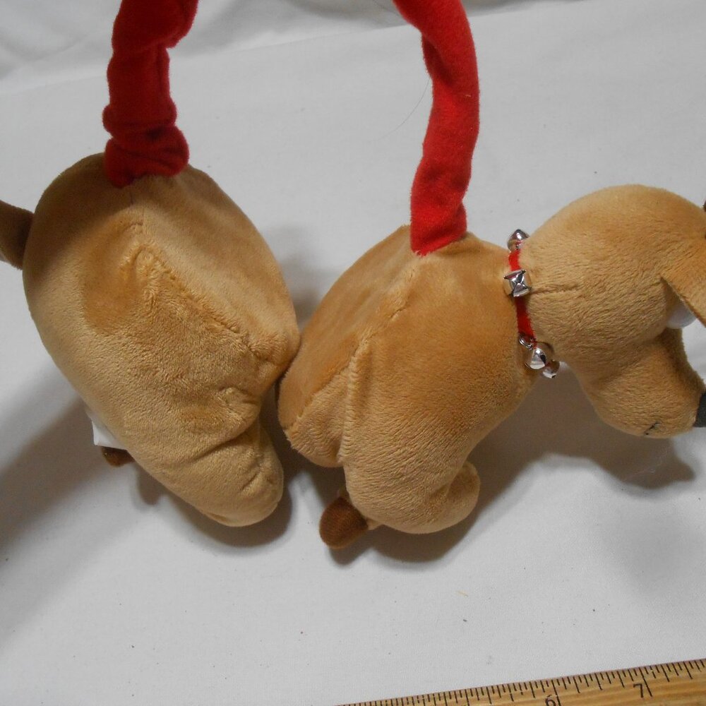 VTG REINDEER HEADBAND EARMUFFS  IN JINGLE BELLS COLLAR UNISEX KIDS VELOUR 👦👸🦌